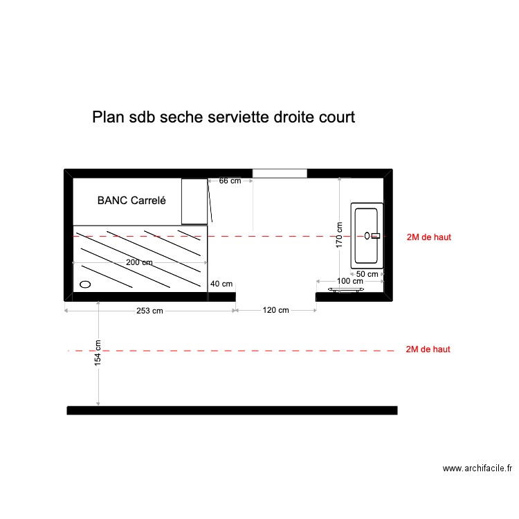 SDB3 seche à droite retour plus court. Plan de 0 pièce et 0 m2