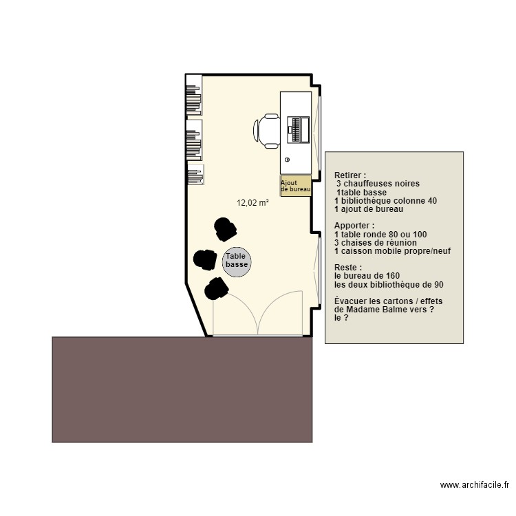 B219 Balme Stéphanie. Plan de 1 pièce et 12 m2