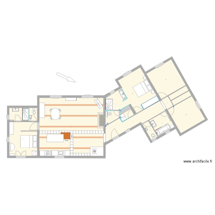 tourrettes aménagé sdb fond. Plan de 0 pièce et 0 m2