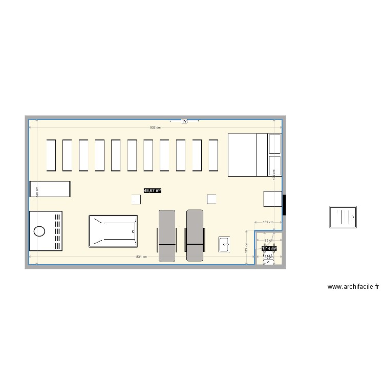 PL DOLE. Plan de 2 pièces et 50 m2