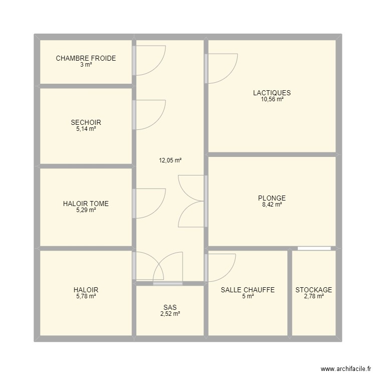 fromagerie st etienne de serre. Plan de 10 pièces et 61 m2