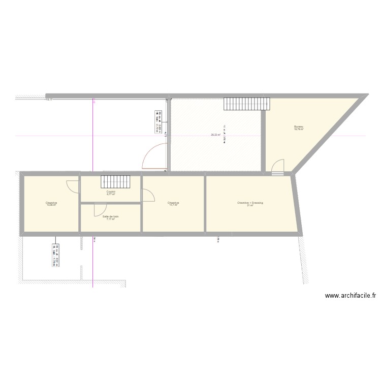 Plan Maison 1 trois ponts (1er étage). Plan de 7 pièces et 110 m2