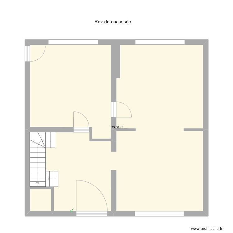 RDC Barnich. Plan de 1 pièce et 74 m2