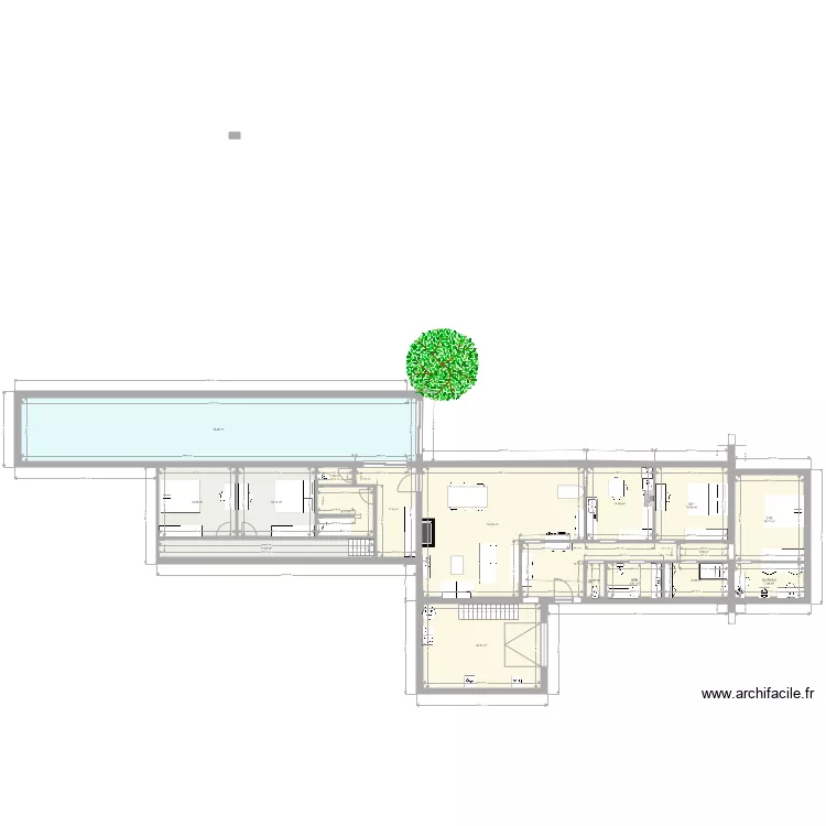 piscine 2 ch douche wc perpendiculaire. Plan de 