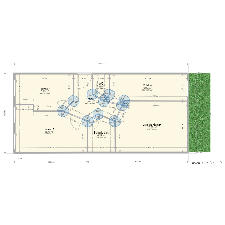 Charenton. Plan de 7 pièces et 62 m2