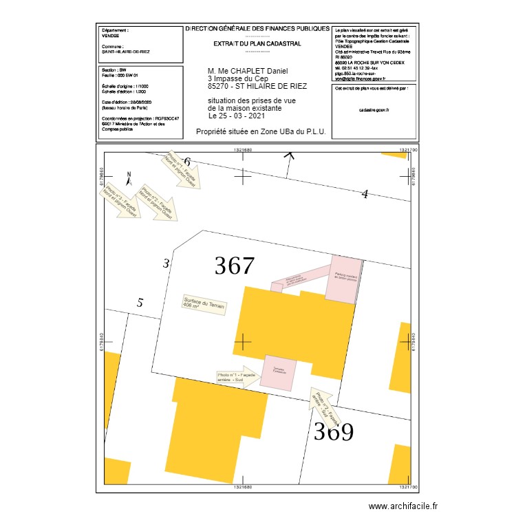 Plan prises des photos la 25 03 21. Plan de 0 pièce et 0 m2