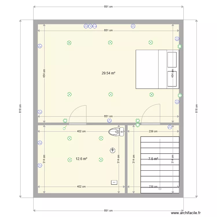 35 hotoie 2&egrave;me &eacute;tage. Plan de 