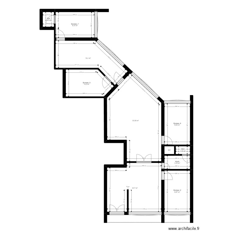 92 Nanterre 118 Salvador Existant JORDAN. Plan de 11 pièces et 120 m2