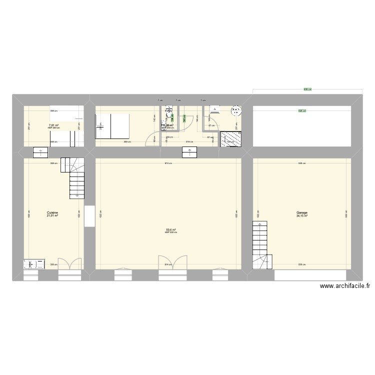 le bois adam rdc longere . Plan de 5 pièces et 132 m2