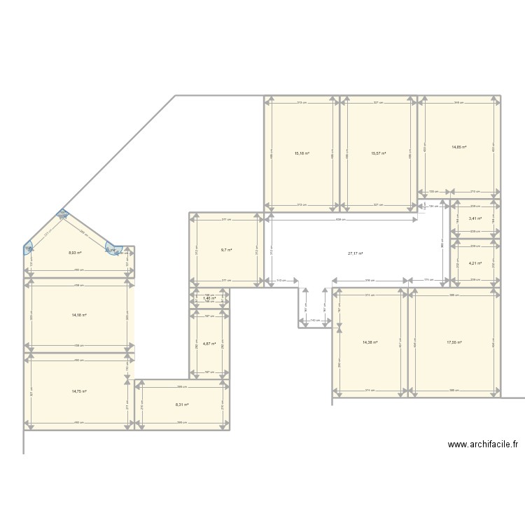 centre Ophta. Plan de 15 pièces et 175 m2