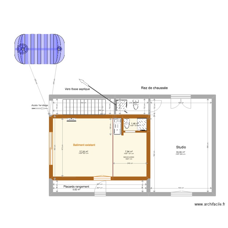 Projet-maison-Vallauris. Plan de 5 pièces et 68 m2