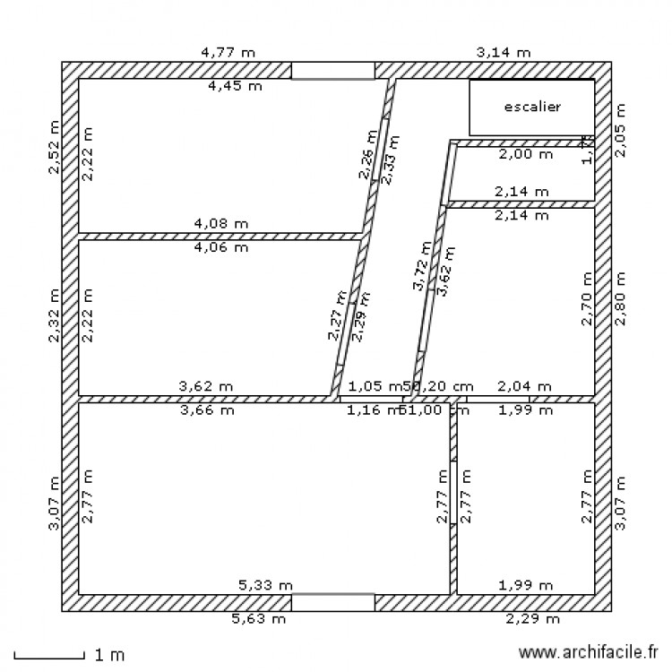 1 etage traversiere. Plan de 0 pièce et 0 m2