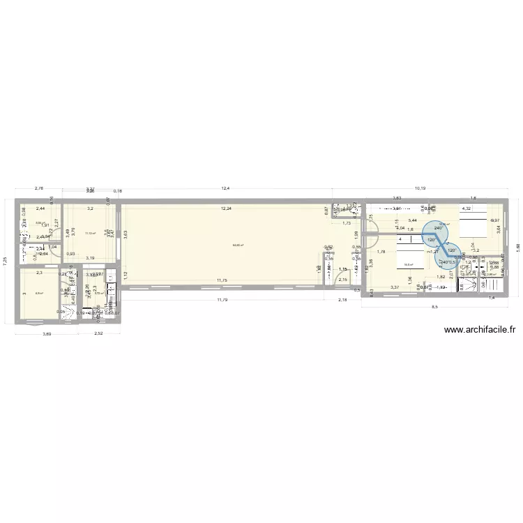 rOMAINVILLE exe biais. Plan de 12  et 142 m²