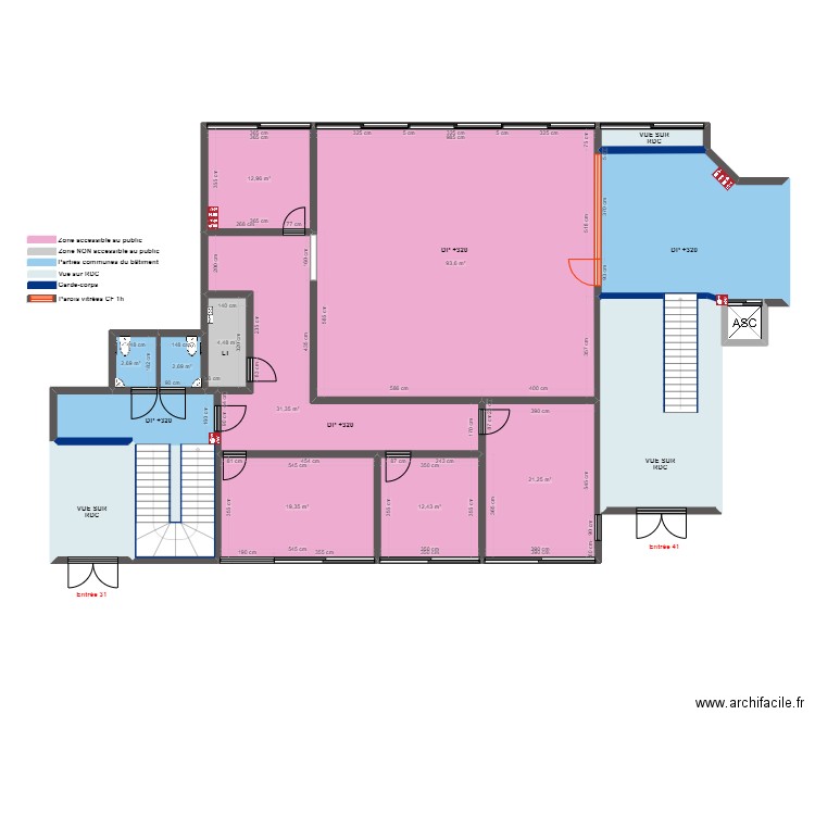 LA MANU 1er ETAGE AVANT TRAVAUX. Plan de 16 pièces et 293 m2