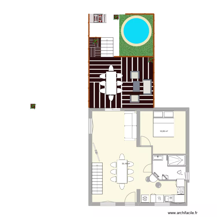 cepoy foret. Plan de 2  et 44 m²