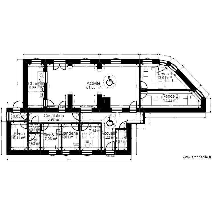 95 SARCELLES 106 Brossolette PROJET Urba rectif JORDAN. Plan de 14 pièces et 143 m2