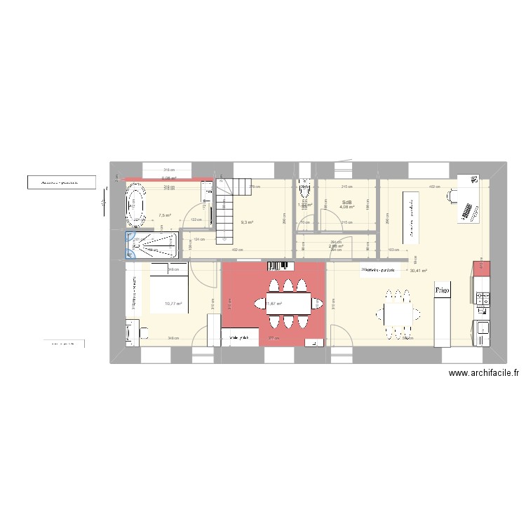 RDCPROJ 2. Plan de 9 pièces et 78 m2