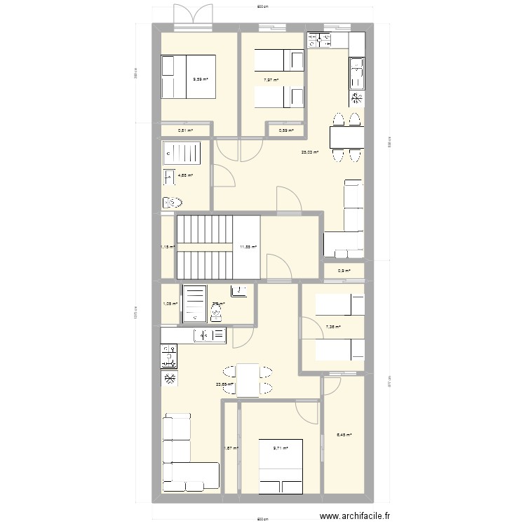 maison 2. Plan de 16 pièces et 116 m2