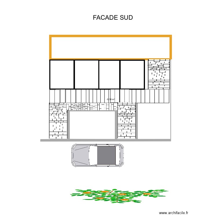 FACADE maison carmaux . Plan de 1 pièce et 46 m2