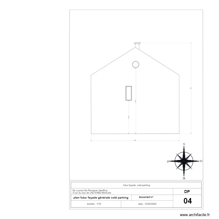 futur façade finale coté Geoffroy . Plan de futur façade finale coté Geoffroy . Plan de