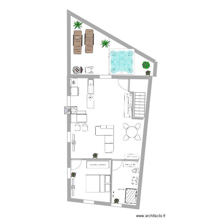 boucherie comble f2 cuisine en face + terrasse. Plan de 0 pièce et 0 m2