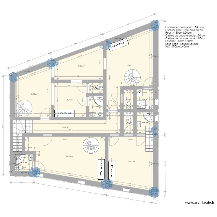 Plan Aubière 1er étage version 5. Plan de 26 pièces et 117 m2