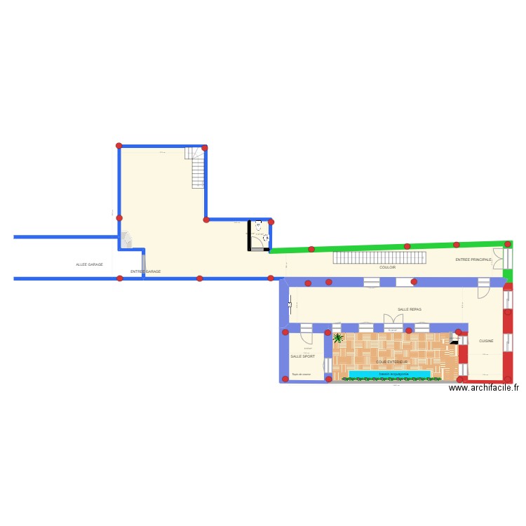 rez chaussée VIDE. Plan de 4 pièces et 179 m2