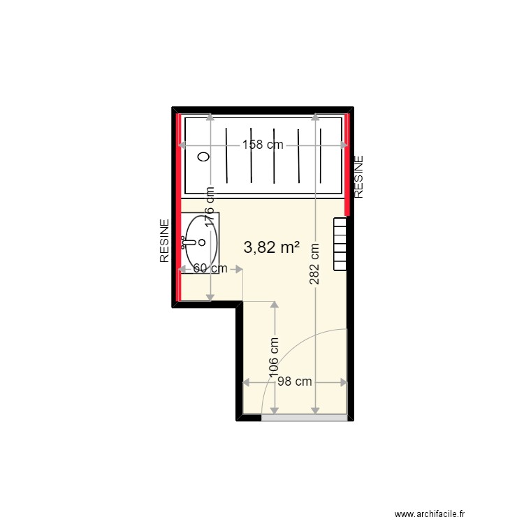 DUQUENOY SANDRINE . Plan de 1 pièce et 4 m2