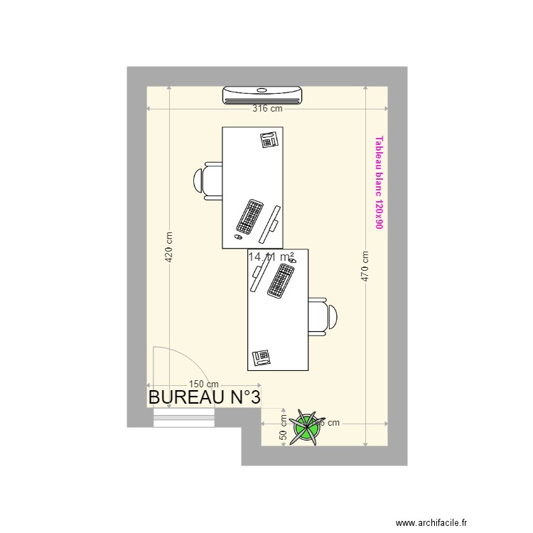 Bureau 3. Plan de 0 pièce et 0 m2