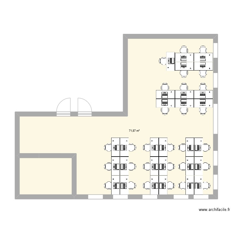 bureaux 04. Plan de 1 pièce et 72 m2