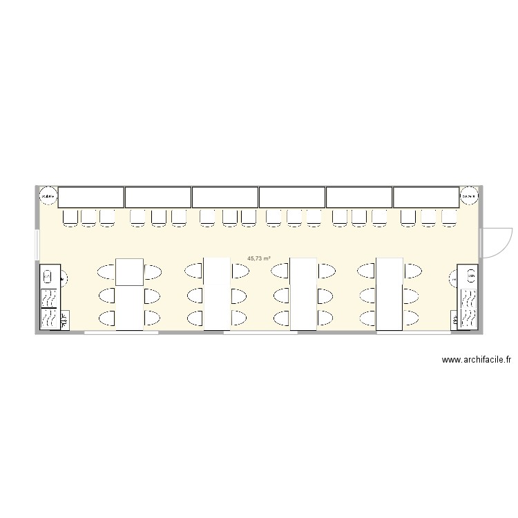 Plan réfectoire Hordain. Plan de 1 pièce et 46 m2