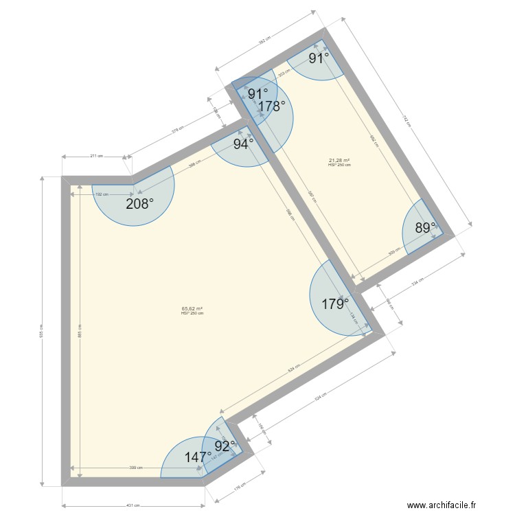 NASSIET 2. Plan de 2 pièces et 87 m2