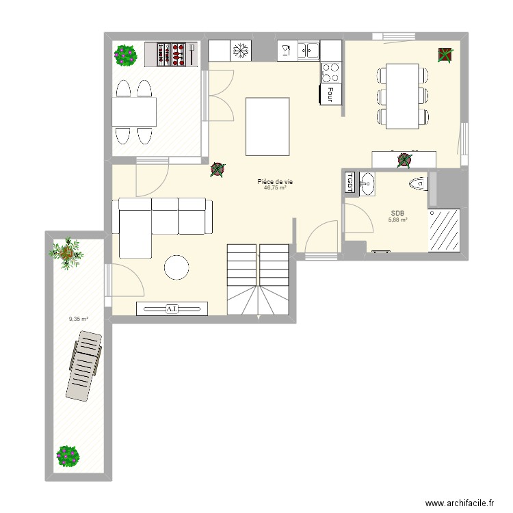 Audace lot 419 cuisine cloison ouverte. Plan de 10 pièces et 73 m2