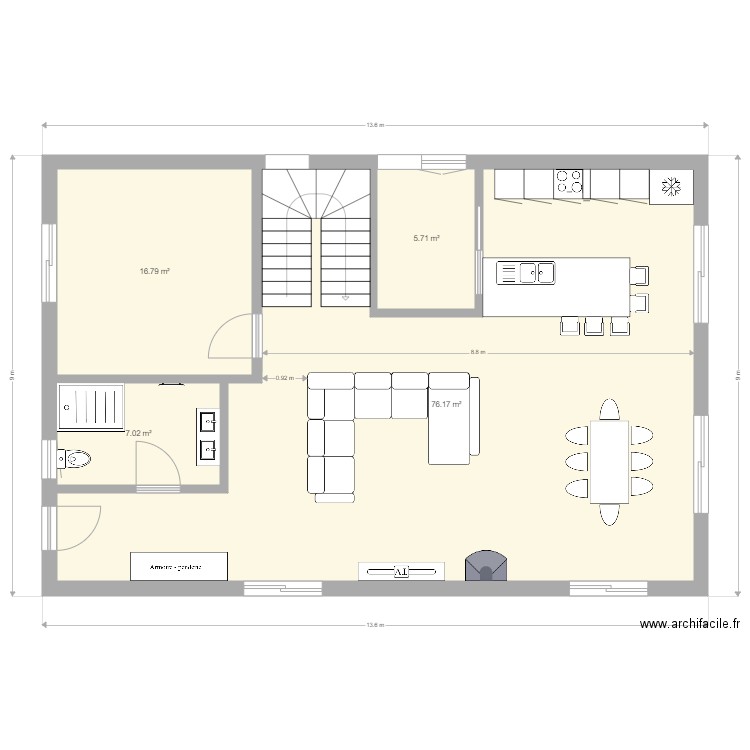 plan 8400x13600 avec sous sol. Plan de 12 pièces et 217 m2