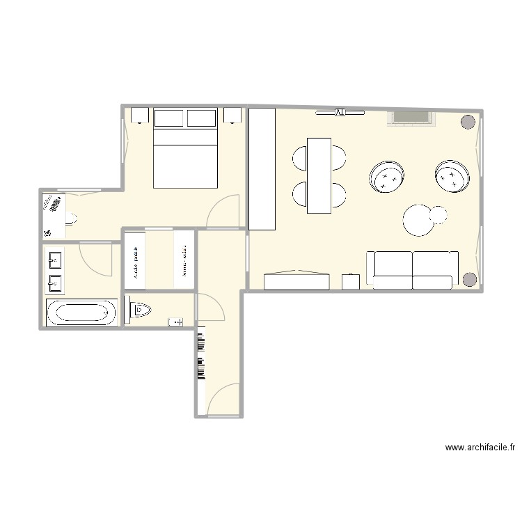 LILLE2. Plan de 3 pièces et 50 m2