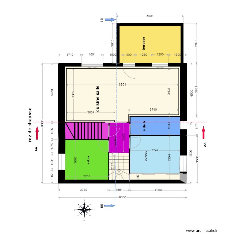 modification salle cuisine . Plan de 0 pièce et 0 m2