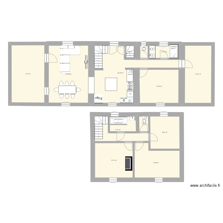Maclas 2. Plan de 12 pièces et 154 m2