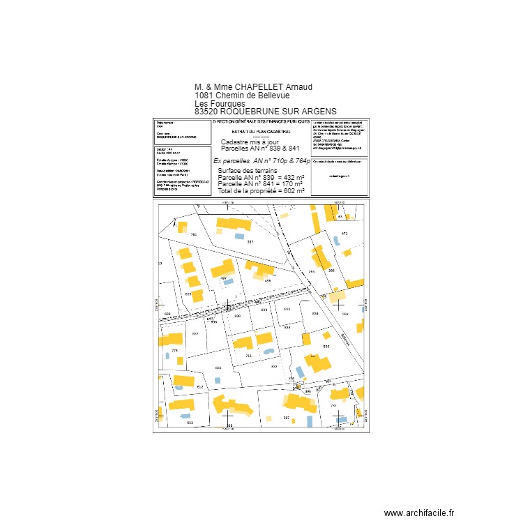 Plan cadastral mis à jour . Plan de 0 pièce et 0 m2