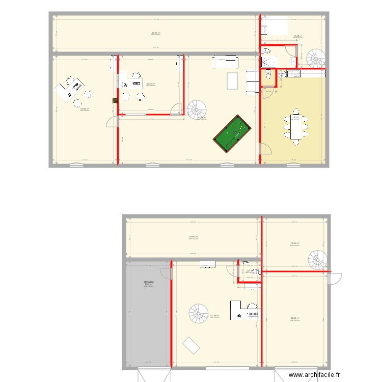 AR RDC BUREAU. Plan de 14 pièces et 365 m2