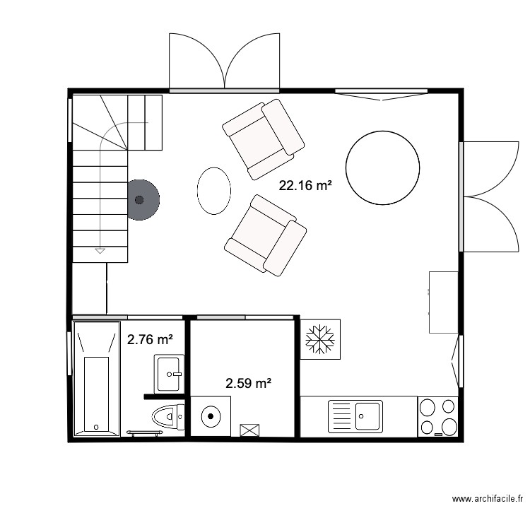 RDC Chalet 28 m2 Test 3. Plan de 0 pièce et 0 m2