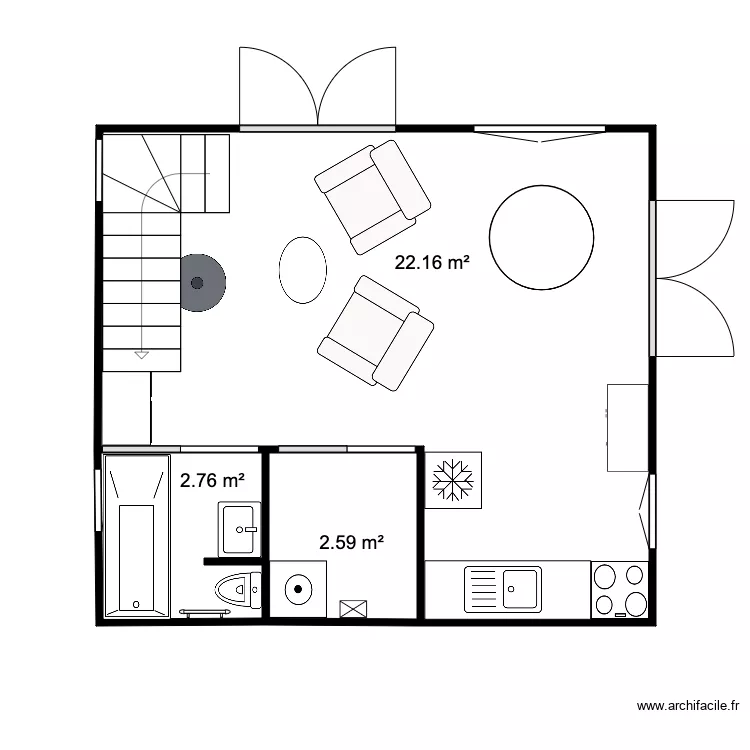 RDC Chalet 28 m2 Test 3. Plan de 