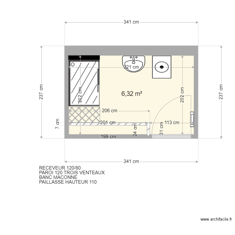 lemonier 5668 projet. Plan de 1 pièce et 6 m2