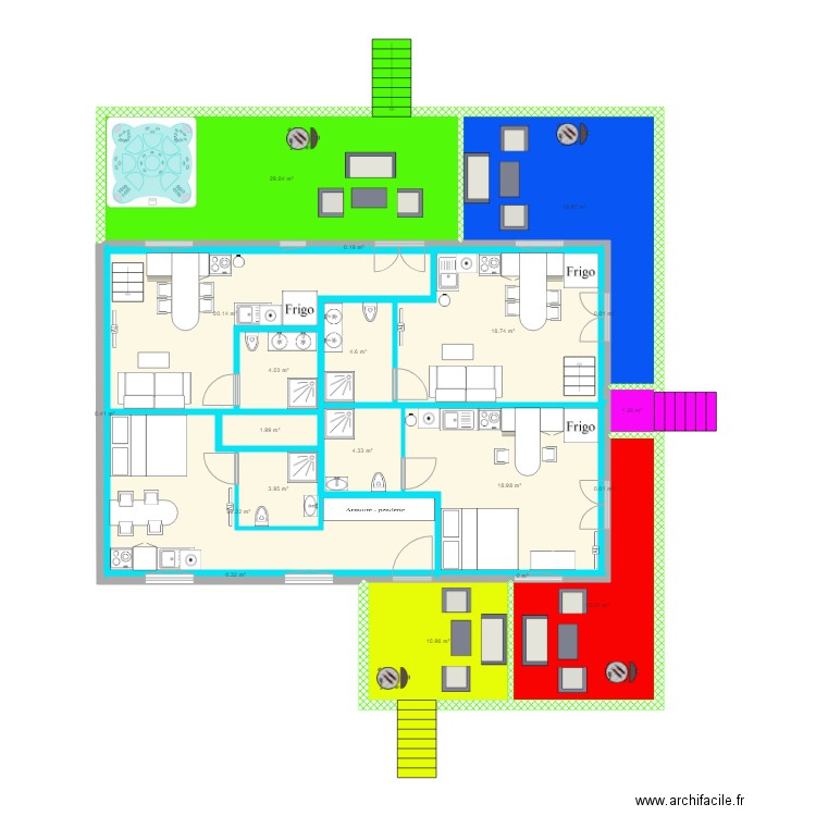 plan appart avec aménagements. Plan de 0 pièce et 0 m2