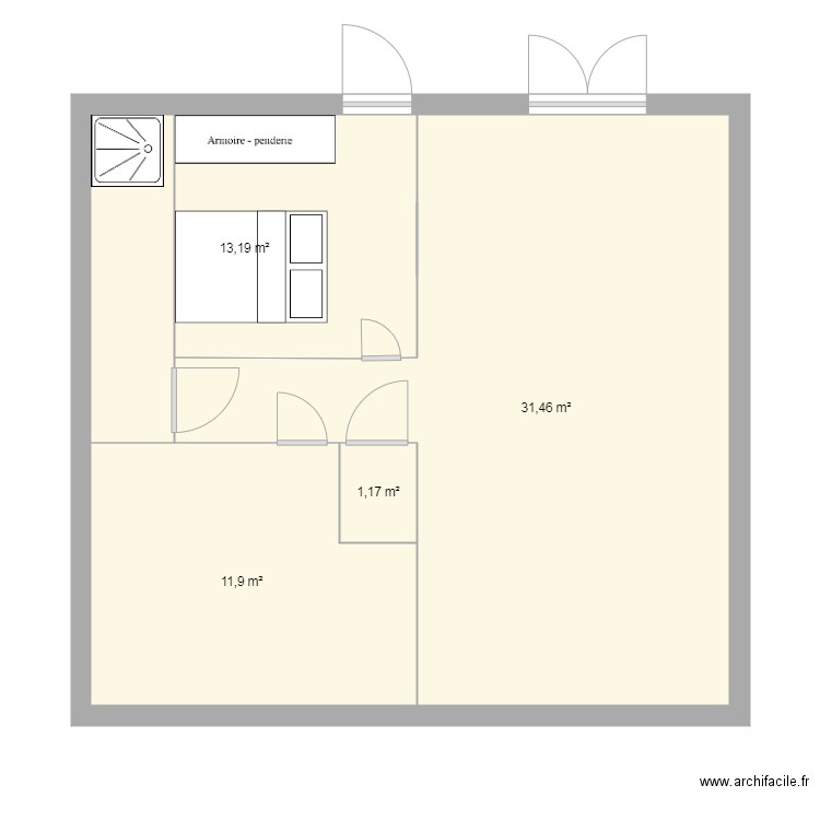 TRIAL 1. Plan de 4 pièces et 58 m2
