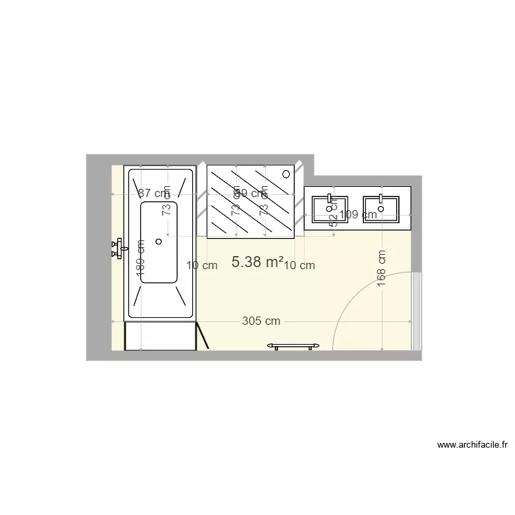 Salle de bain Thumeries v2. Plan de 