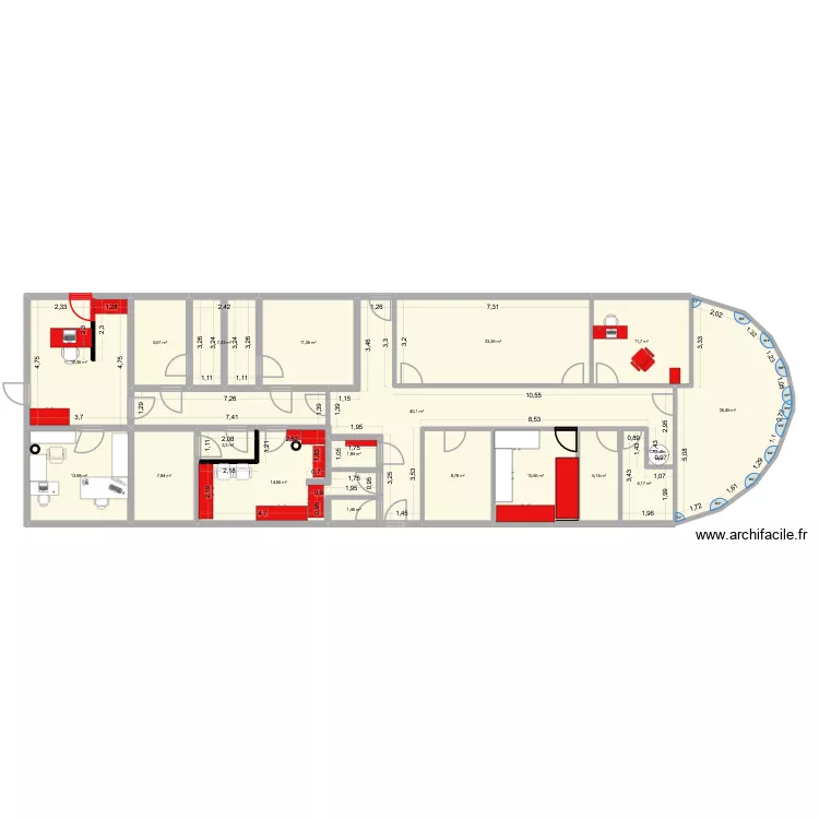 PAF Version 1 Vierge. Plan de 18 Pièces et 214 m² PAF Version 1 Vierge. Plan de 18 Pièces et 214 m²