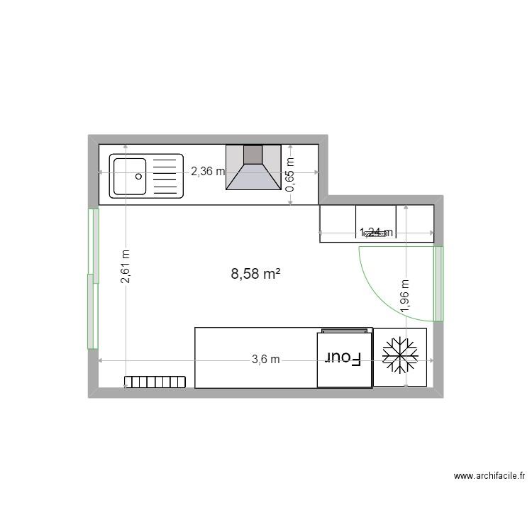 BADILA 1. Plan de 1 pièce et 9 m2