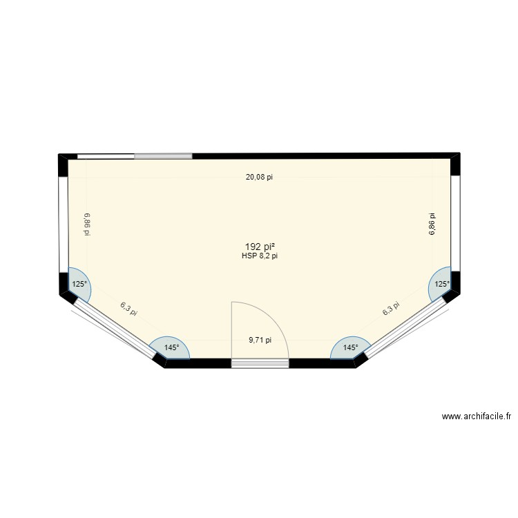 Projet Ghis Portes et Fenetres . Plan de 1 pièce et 18 m2