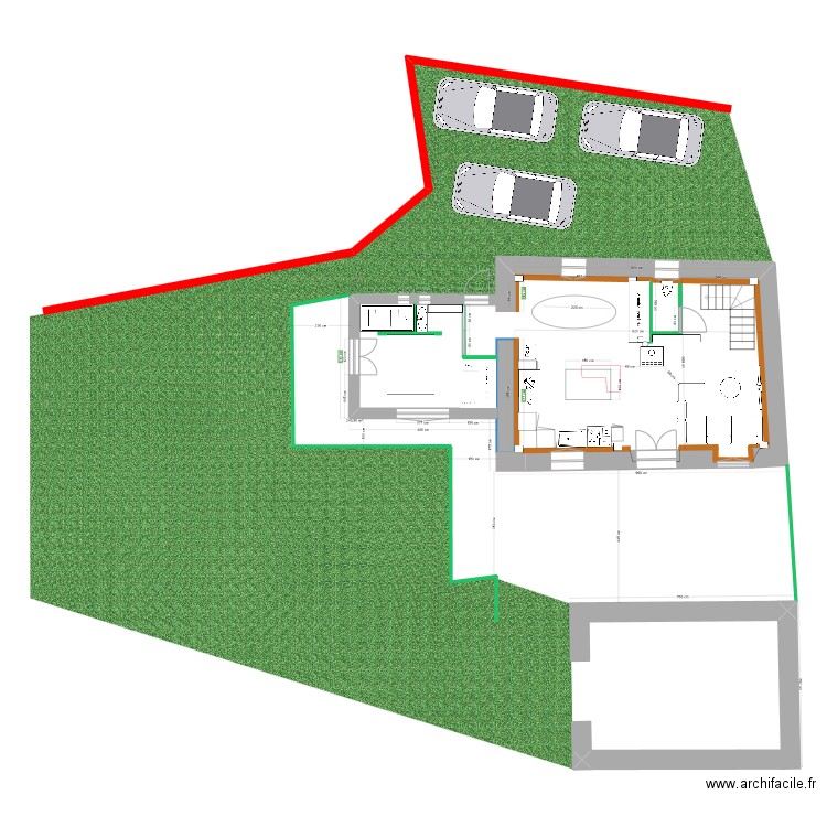 rdc avec limite et terrasse pour bassin de rétention. Plan de 0 pièce et 0 m2