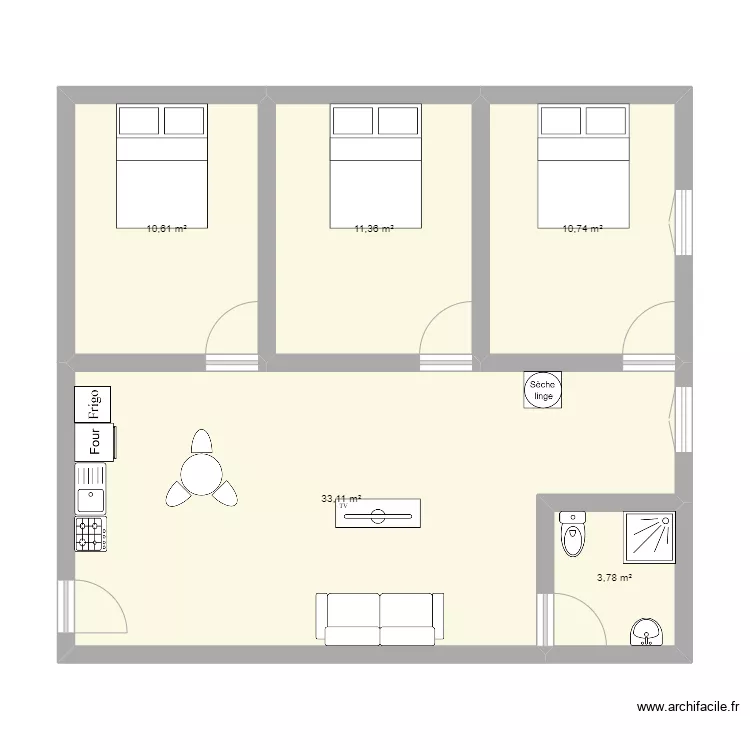 Appartement T4 Langdorf. Plan de 